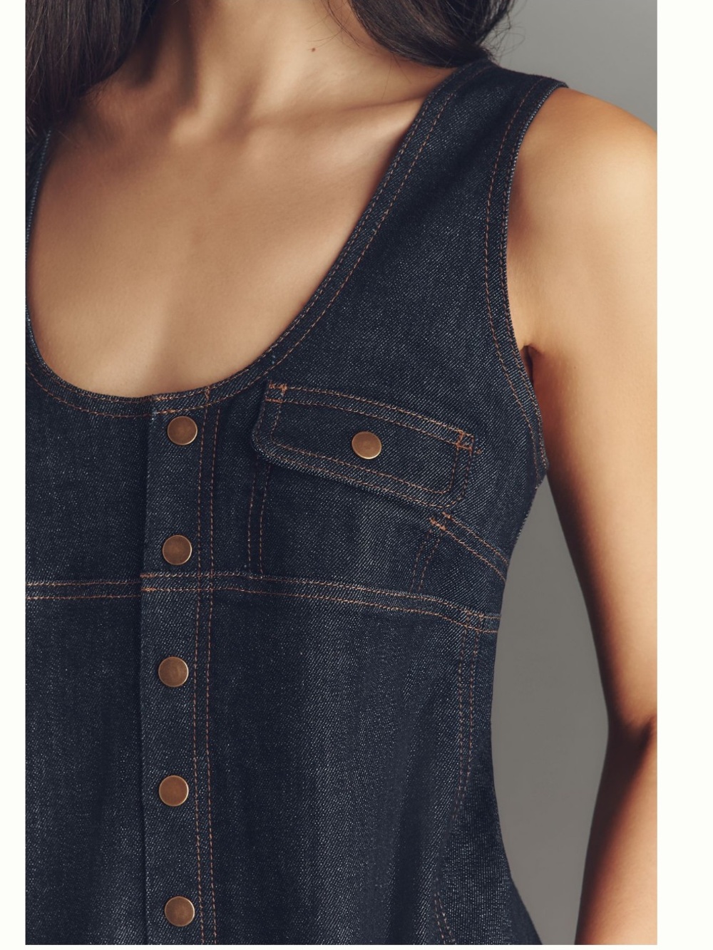 NWT Anthropologie Pilcro Denim Snap-Front Mini Dress, S - Picture 3 of 11